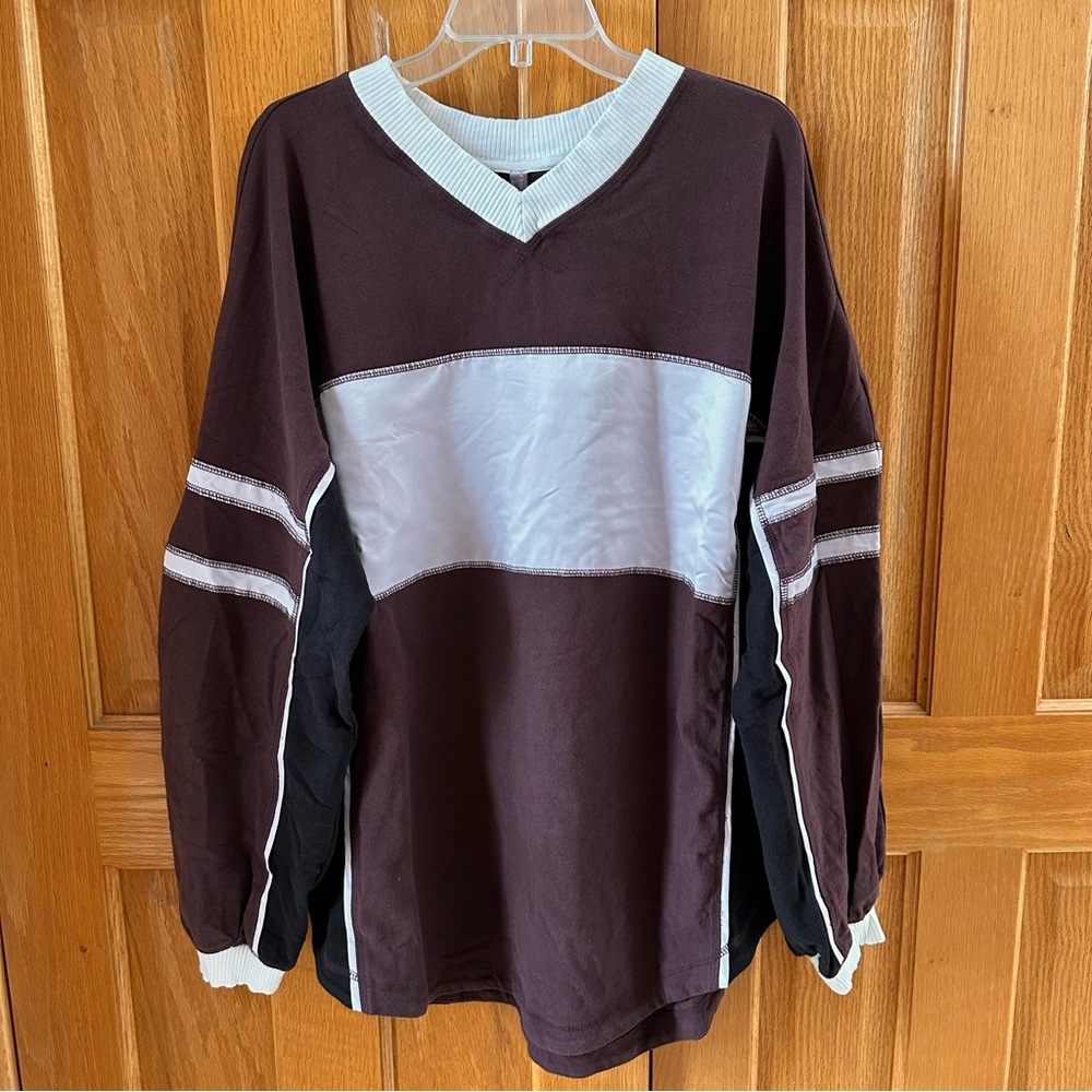 Free People Rugby Ready Layer Pullover / Dark Espresso Combo